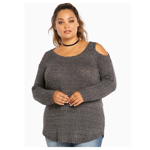 torrid Sweaters - Torrid Marled Knit Cold Shoulder Tunic